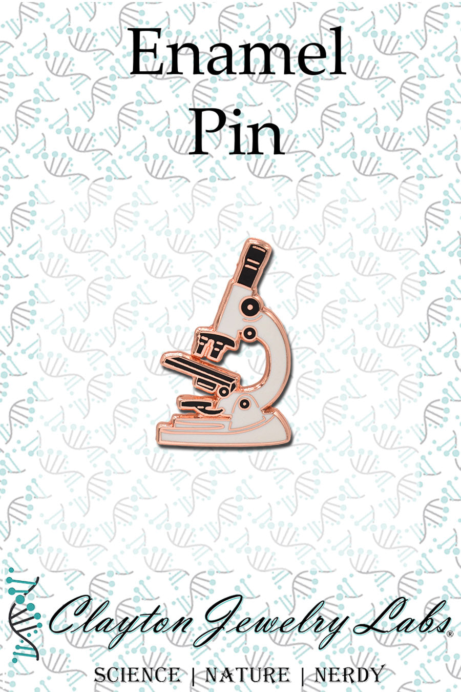 Rose Gold Microscope Science Hard Enamel Pin - Clayton Jewelry Labs