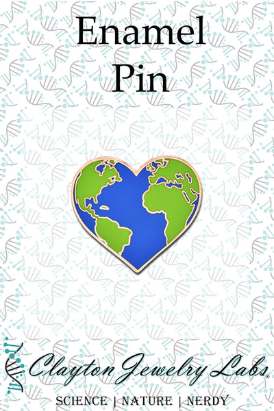 Rose Gold Planet Earth Heart Hard Enamel Pin - Clayton Jewelry Labs