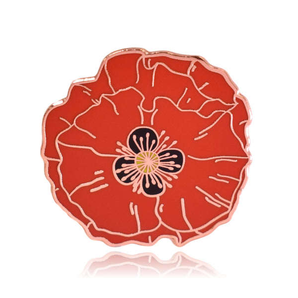Red Poppy Flower Hard Enamel Lapel Pin
