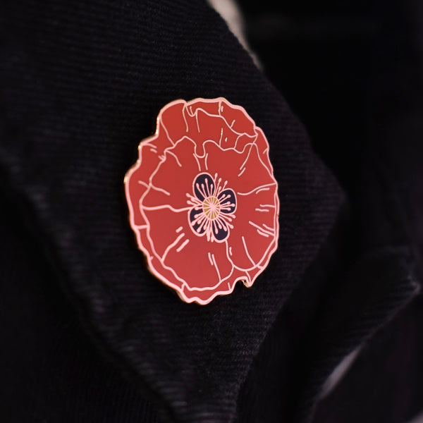 Red Poppy Flower Hard Enamel Lapel Pin