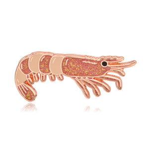 Shrimp Hard and Soft Enamel Pin with Glitter | Clayton Jewelry Labs
