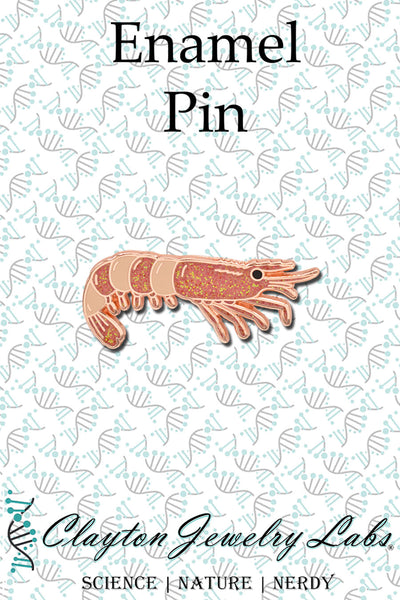 Shrimp Hard and Soft Enamel Pin with Glitter | Clayton Jewelry Labs