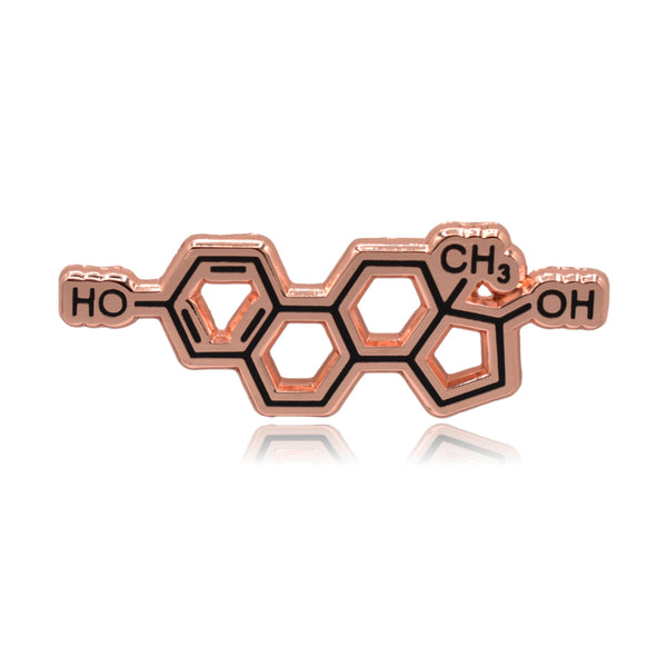 Rose Gold and Black Estrogen Molecule Hard Enamel Pin - Clayton Jewelry Labs