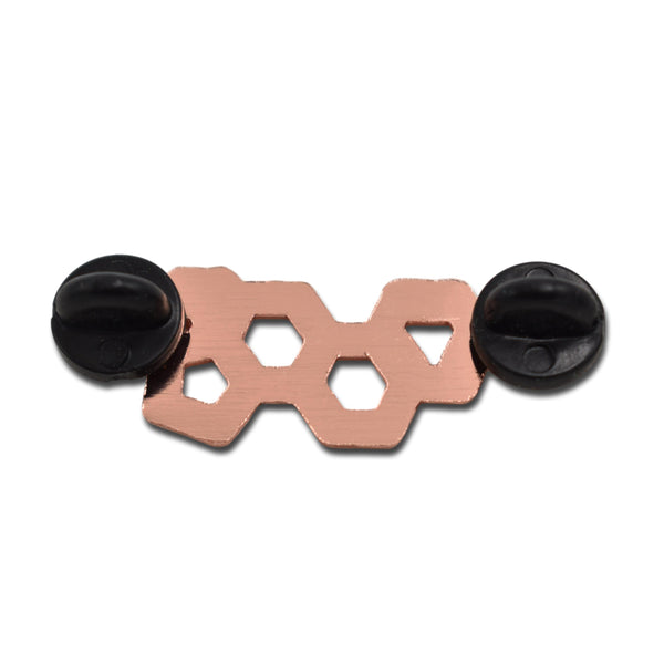 Rose Gold and Black Estrogen Molecule Hard Enamel Pin - Clayton Jewelry Labs