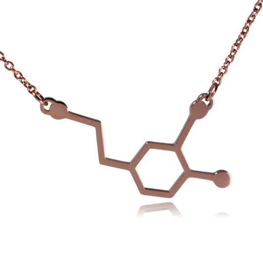 Rose Gold Dopamine Molecule Stainless Steel Necklace