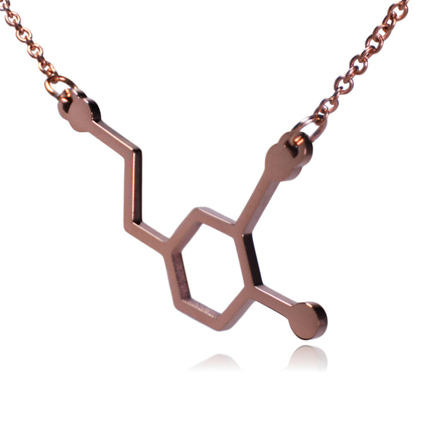 Rose Gold Dopamine Molecule Stainless Steel Necklace