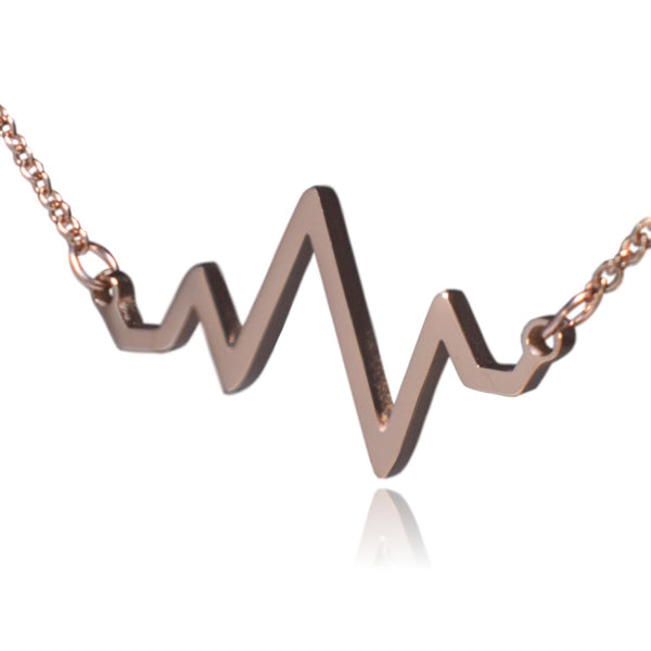 Rose Gold Heart Beat Pulse Stainless Steel Necklace
