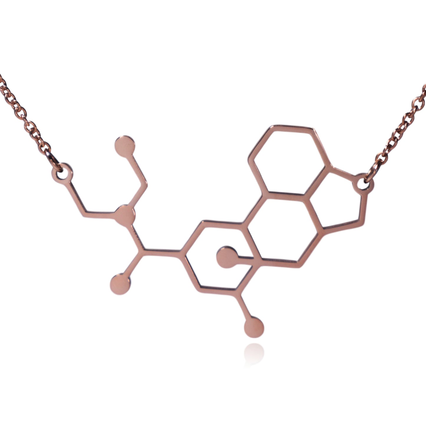 Rose Gold LSD Lysergic Acid Diethylamide Molecule Stainless Steel Necklace