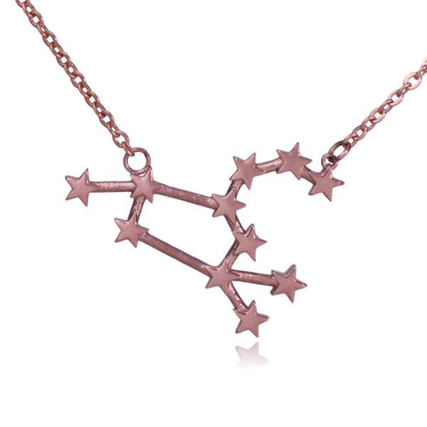 Rose Gold Leo Zodiac Constellation Stainless Steel Pendant Necklace