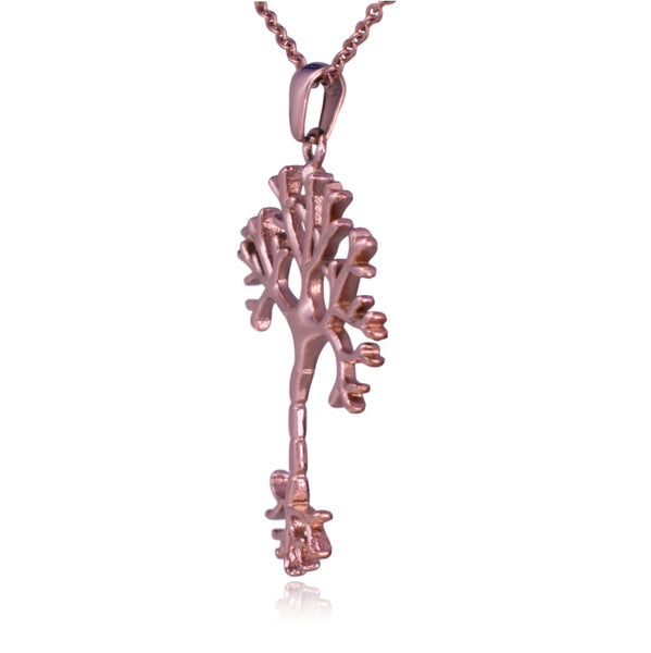 Rose Gold Nerve Cell Science Stainless Steel Pendant Necklace