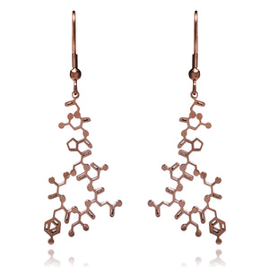 Rose Gold Oxytocin Molecule Stainless Steel Dangle Earrings