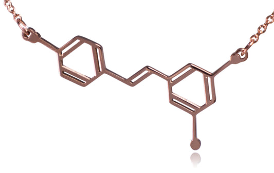 Rose Gold Wine Resveratrol Molecule Stainless Steel Necklace