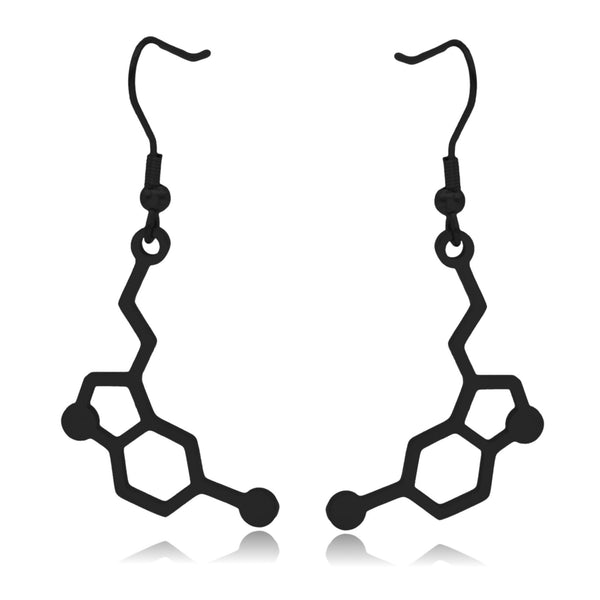 Serotonin Molecule Stainless Steel Dangle Earrings