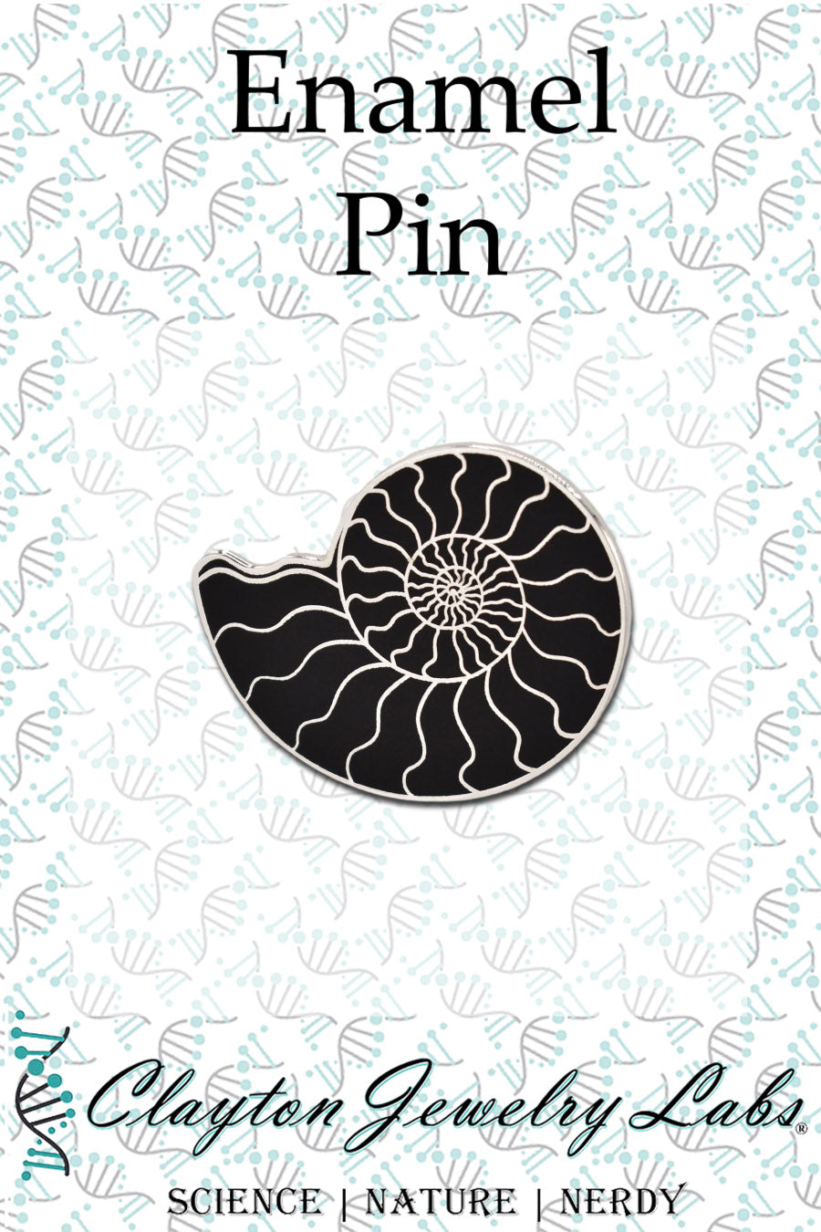 Silver Ammonite Fossil Hard Enamel Pin - Clayton Jewelry Labs