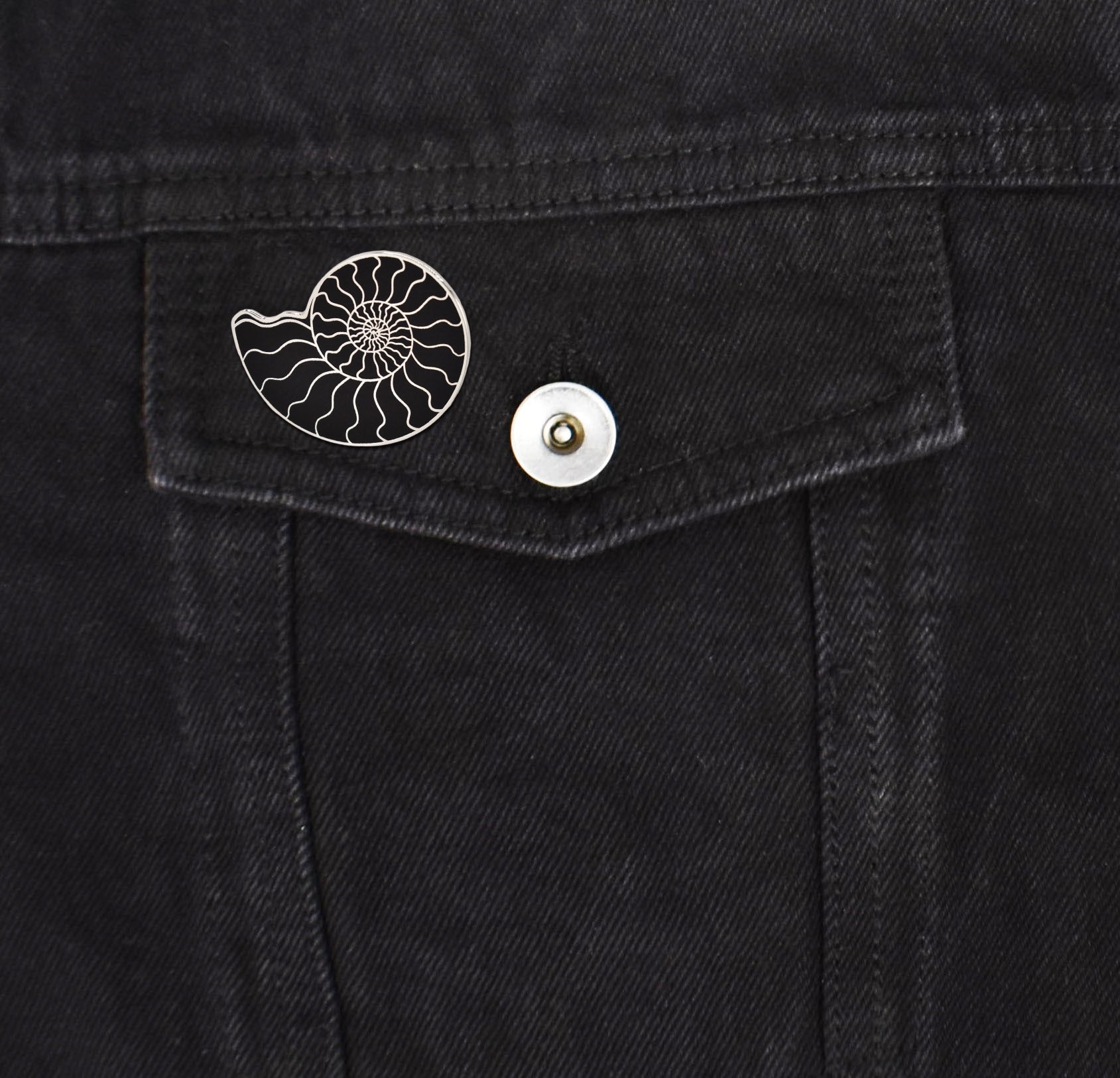 Silver Ammonite Fossil Hard Enamel Pin - Clayton Jewelry Labs