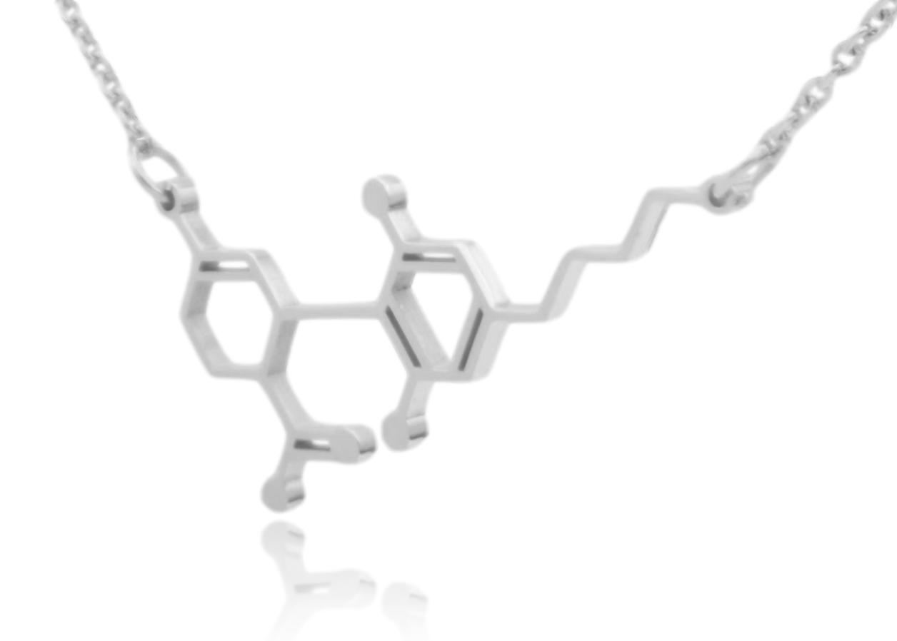CBD Cannabidiol Molecule Stainless Steel Necklace