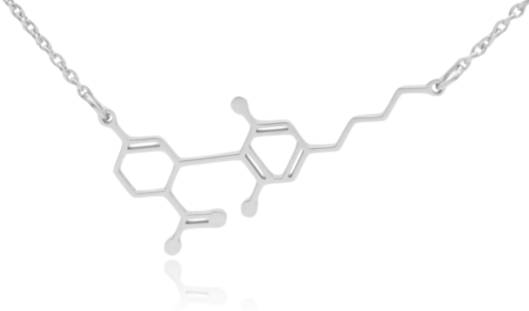 CBD Cannabidiol Molecule Stainless Steel Necklace