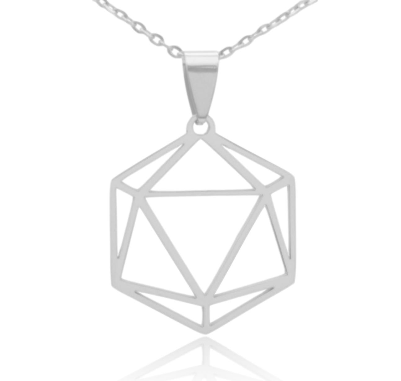 D20 Dice Silhouette Stainless Steel Necklace