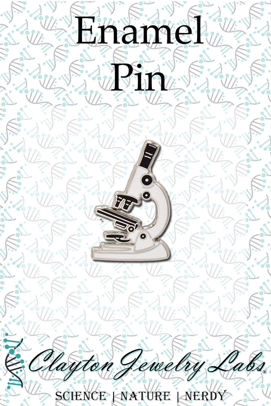 Silver Microscope Science Hard Enamel Pin - Clayton Jewelry Labs