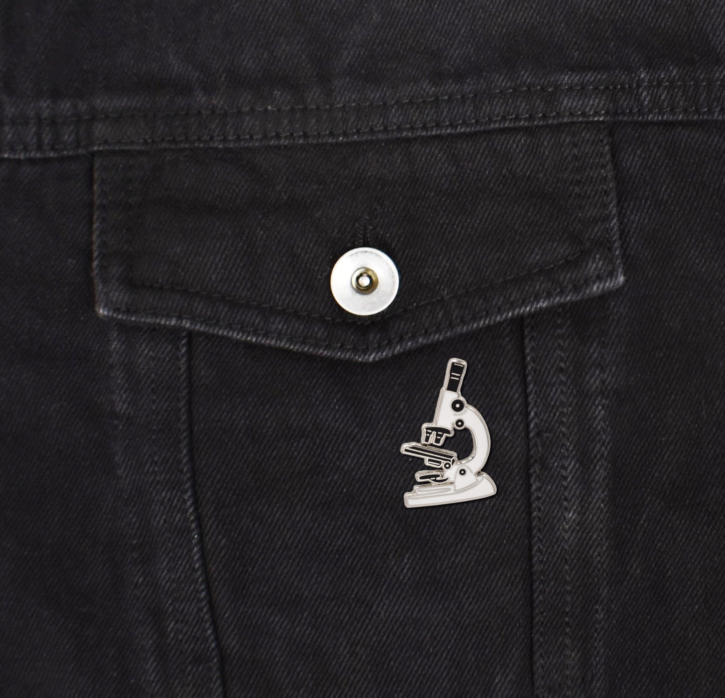 Silver Microscope Science Hard Enamel Pin - Clayton Jewelry Labs