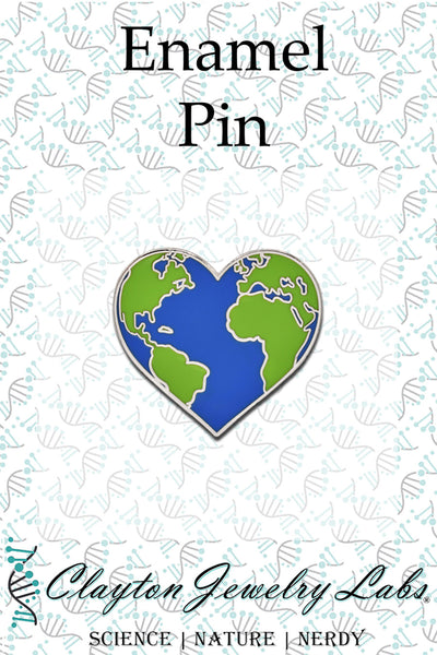 Silver Planet Earth Heart Hard Enamel Pin - Clayton Jewelry Labs