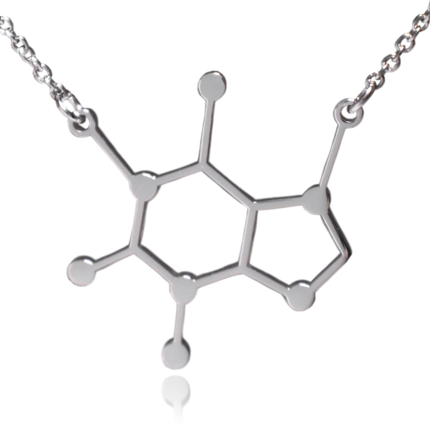 Silver Stainless Steel Caffeine Molecule Necklace