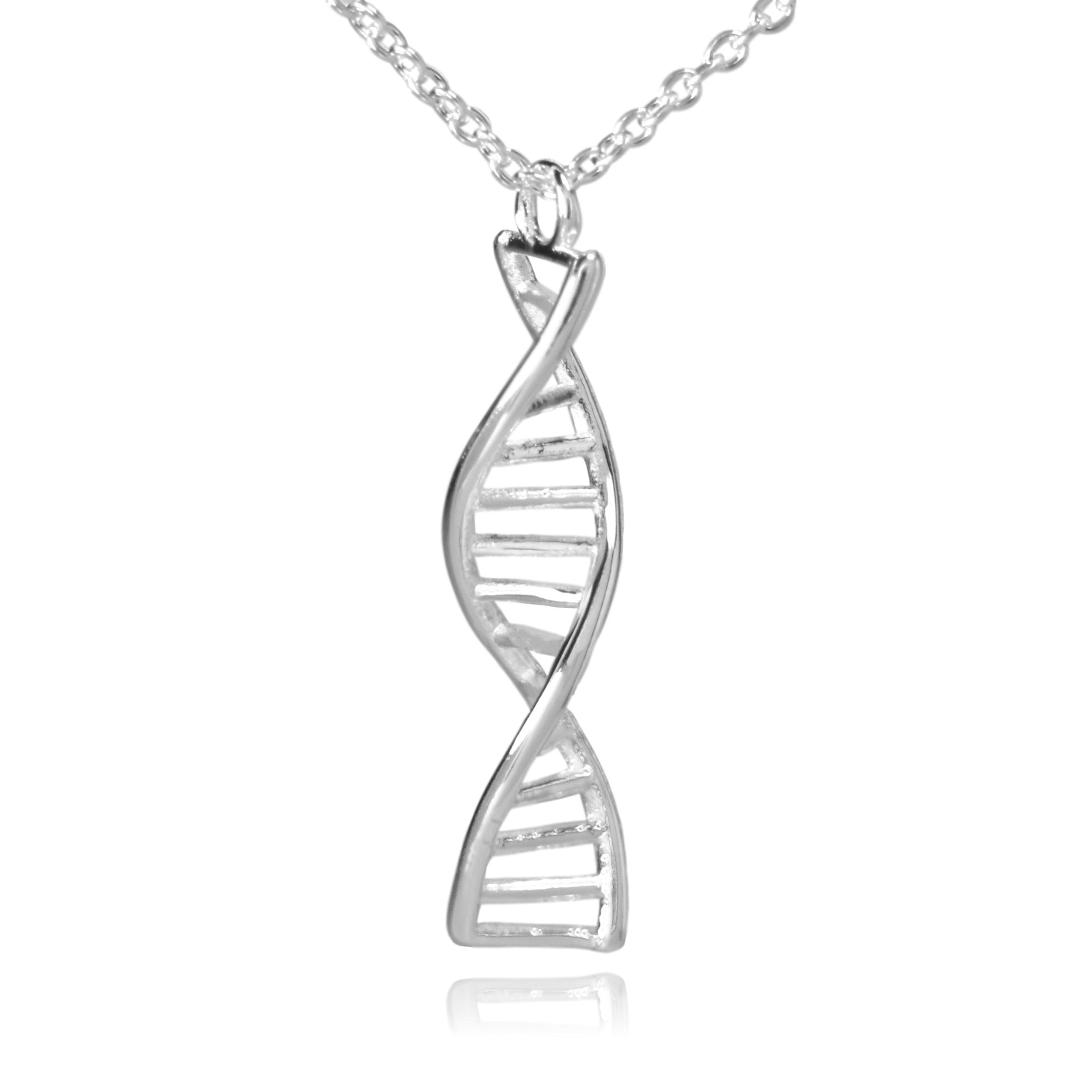 Silver Stainless Steel DNA Double Helix Necklace