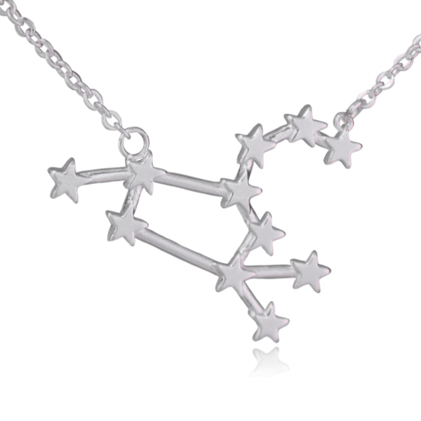 Silver Leo Zodiac Constellation Stainless Steel Pendant Necklace