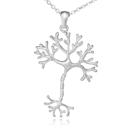 Silver Nerve Cell Science Stainless Steel Pendant Necklace