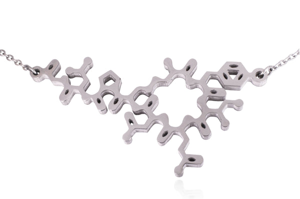 Silver Oxytocin Molecule Stainless Steel Necklace