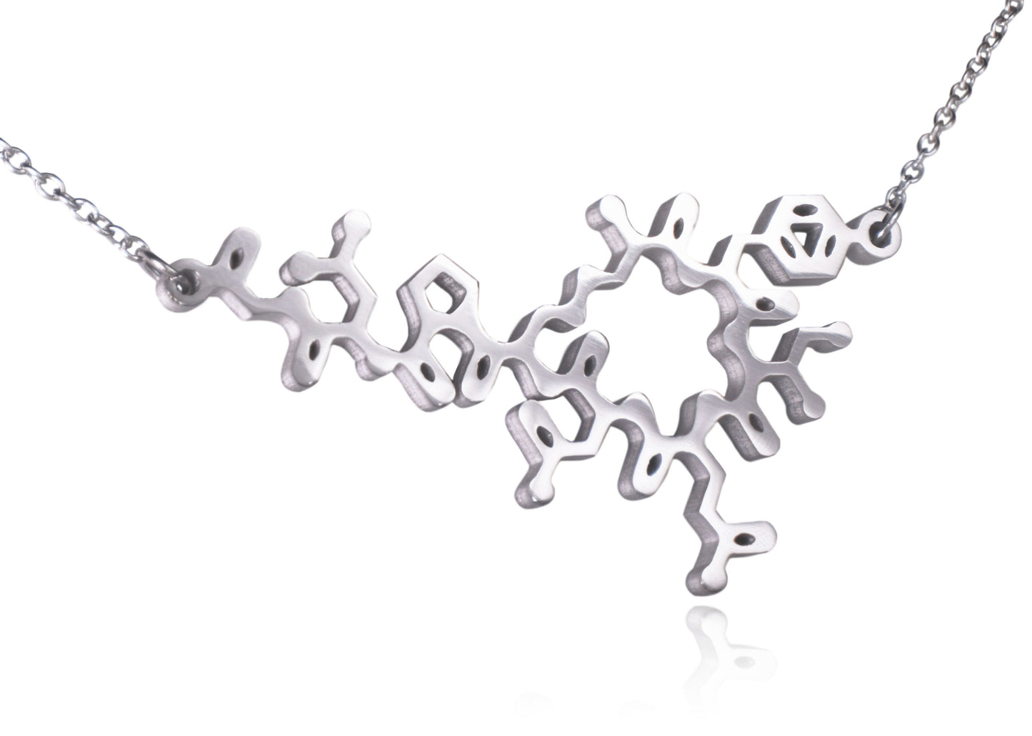 Silver Oxytocin Molecule Stainless Steel Necklace