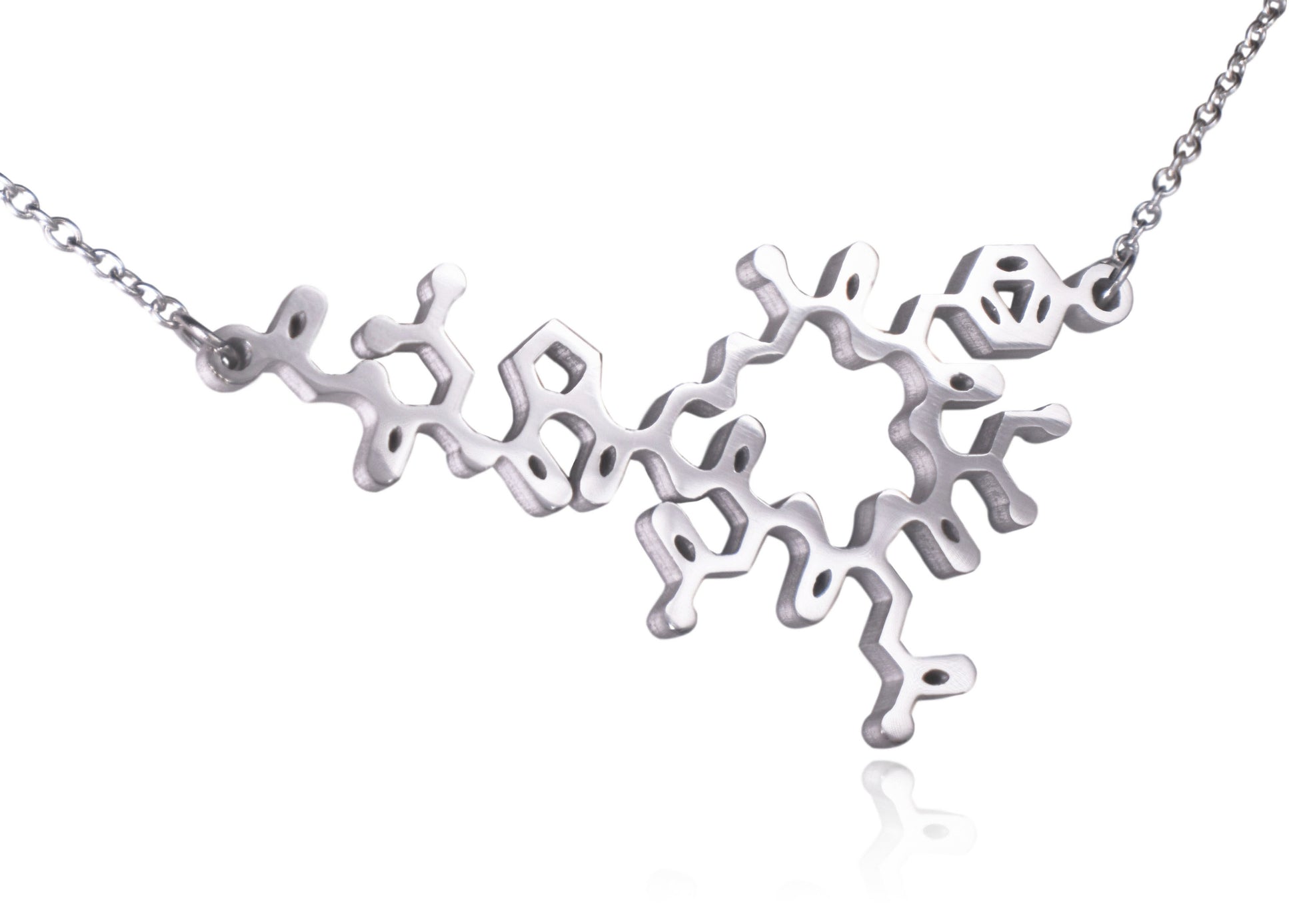 Silver Oxytocin Molecule Stainless Steel Necklace