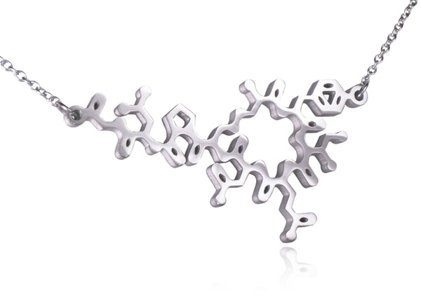 Silver Oxytocin Molecule Stainless Steel Necklace