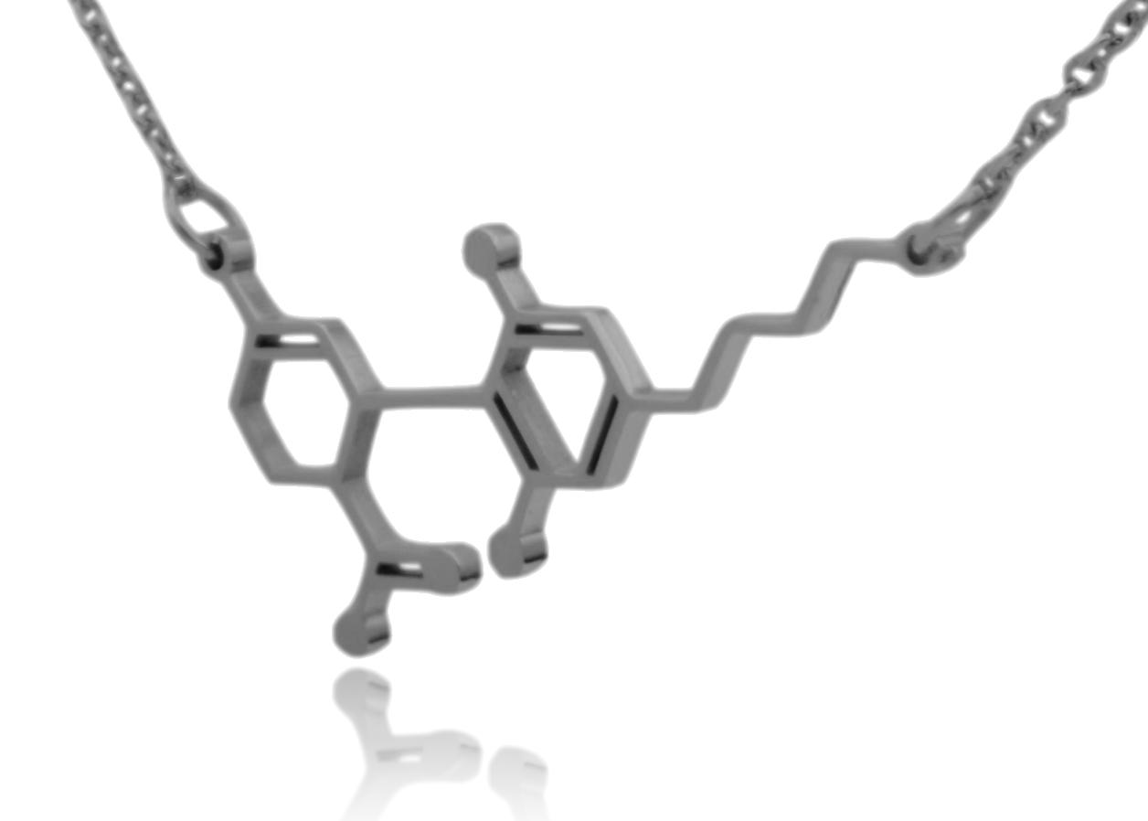 CBD Cannabidiol Molecule Stainless Steel Necklace