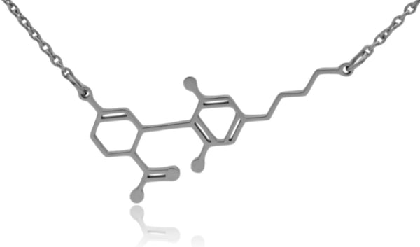 CBD Cannabidiol Molecule Stainless Steel Necklace