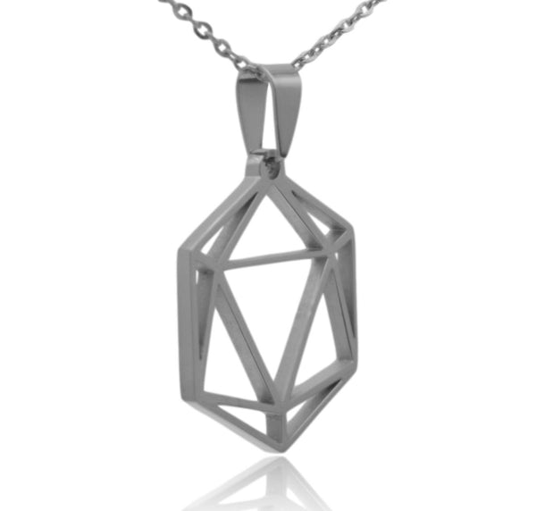 D20 Dice Silhouette Stainless Steel Necklace