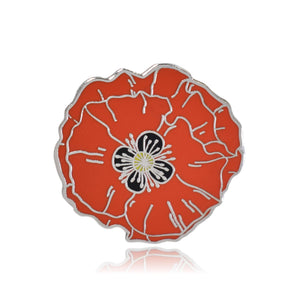 Red Poppy Flower Hard Enamel Lapel Pin