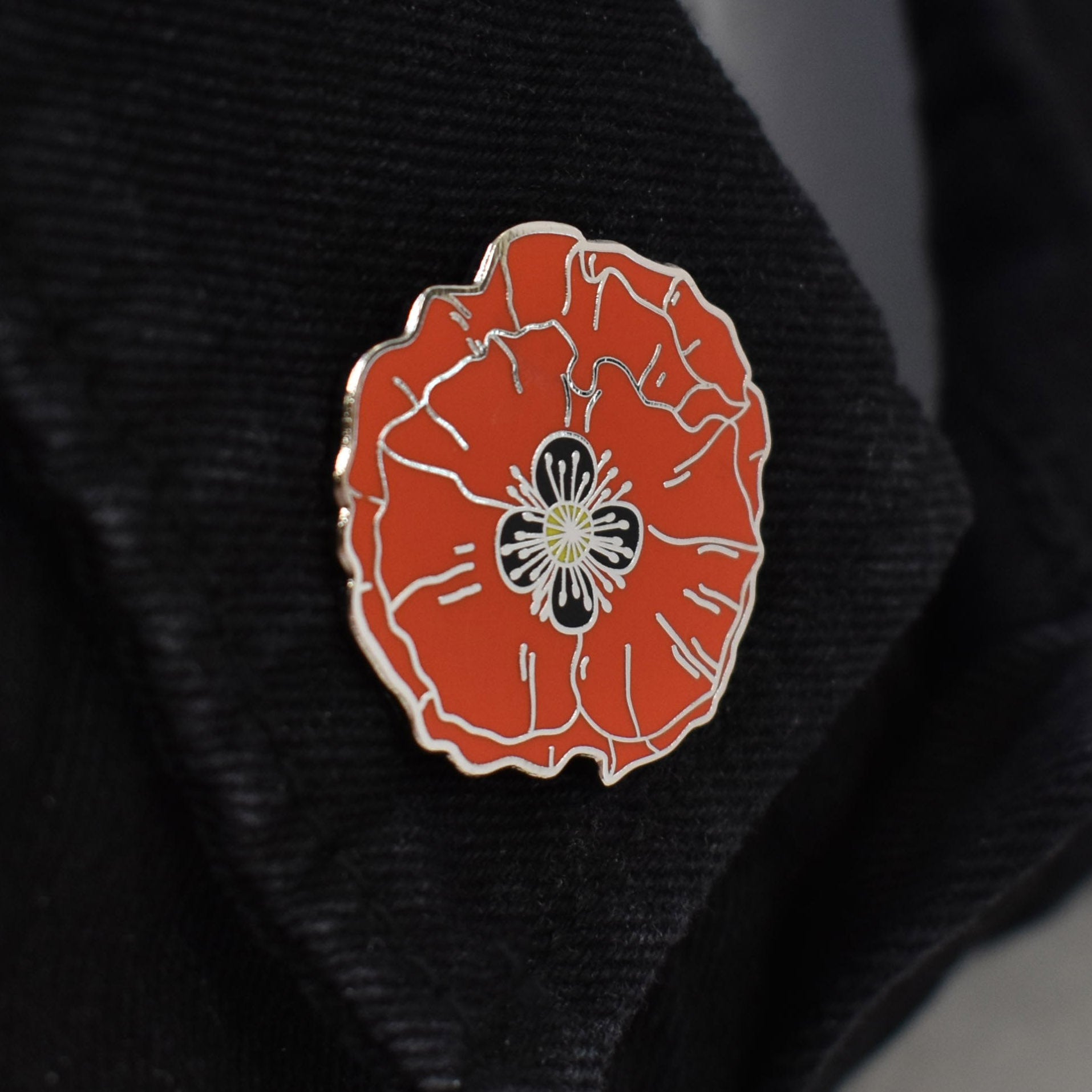 Red Poppy Flower Hard Enamel Lapel Pin