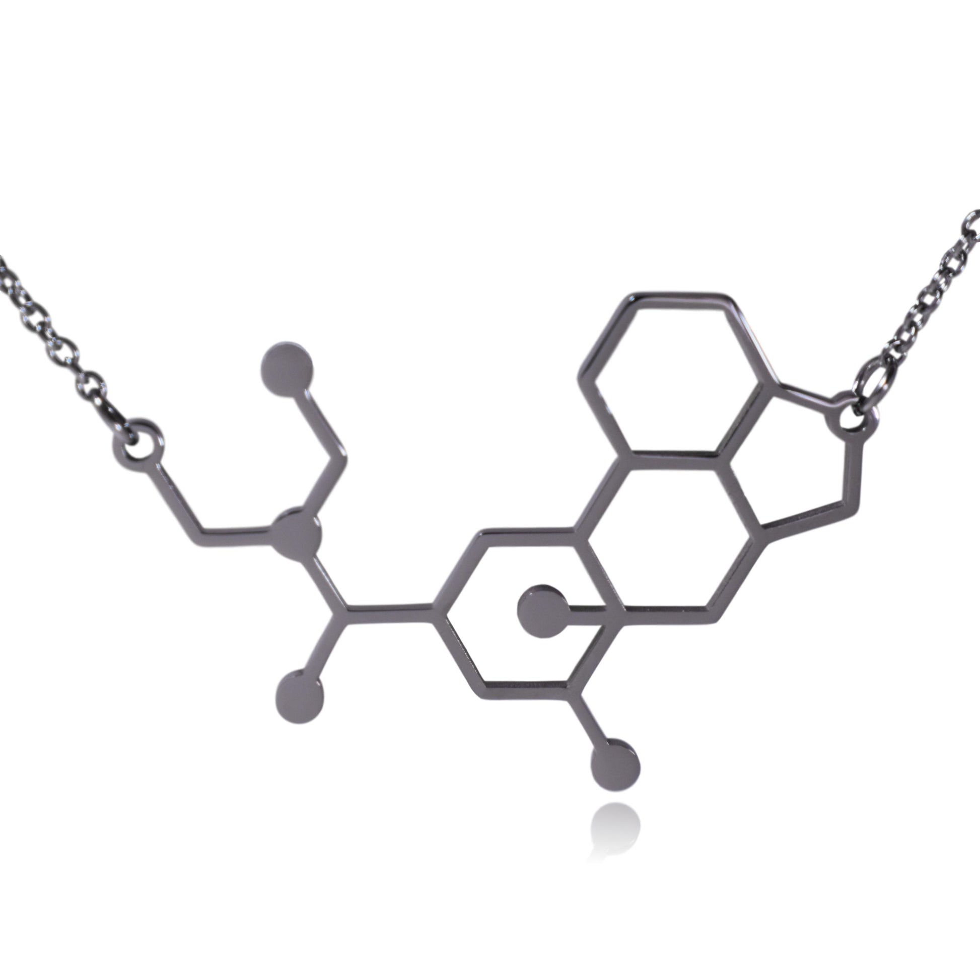 LSD Lysergic Acid Diethylamide Molecule Stainless Steel Necklace