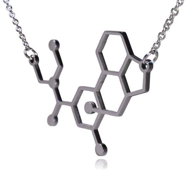 LSD Lysergic Acid Diethylamide Molecule Stainless Steel Necklace