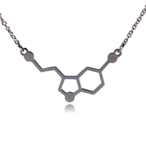 Serotonin Molecule Stainless Steel Necklace