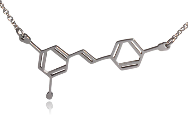 Wine Resveratrol Molecule Stainless Steel Necklace