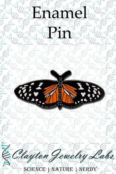 Tiger Longwing Butterfly Hard Enamel Pin - Clayton Jewelry Labs