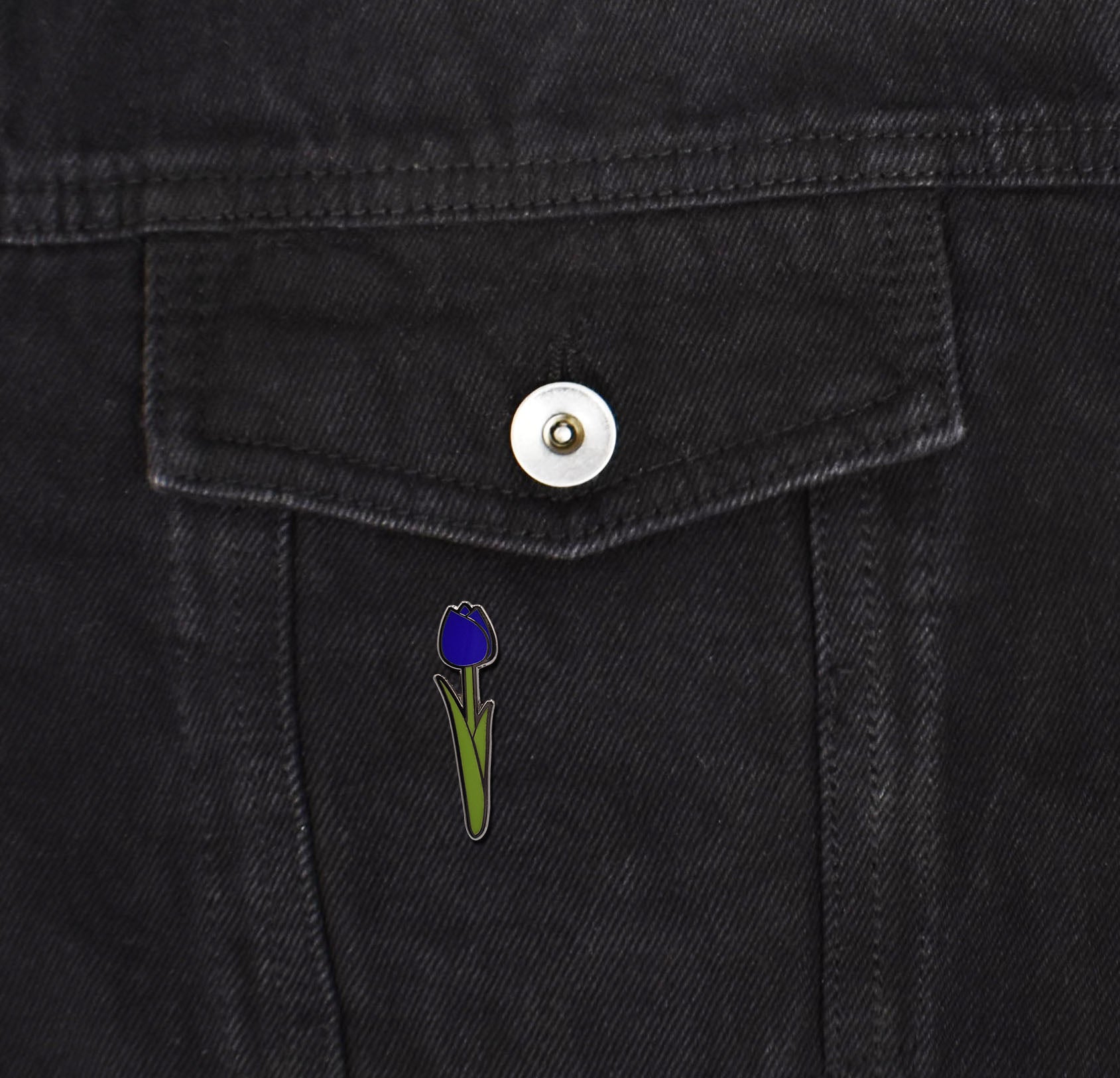 Blue Tulip Flower with Stem Hard Enamel Pin - Clayton Jewelry Labs