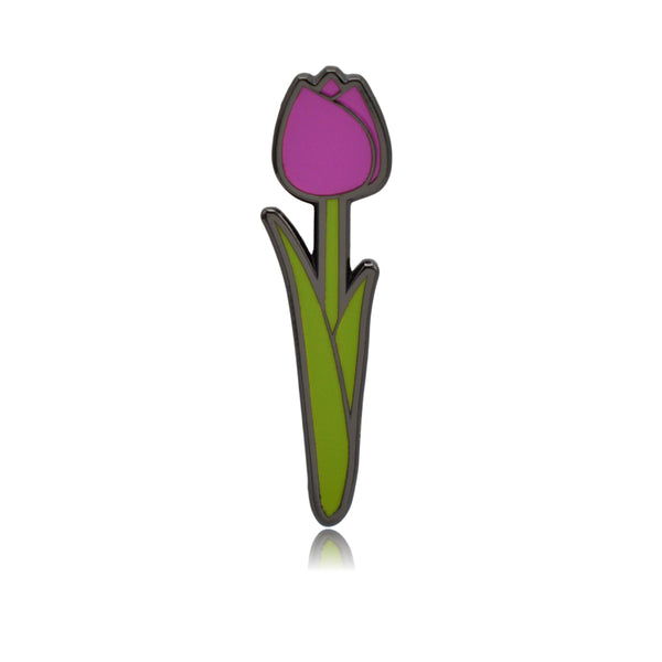 Tulip Flower with Stem Hard Enamel Pin