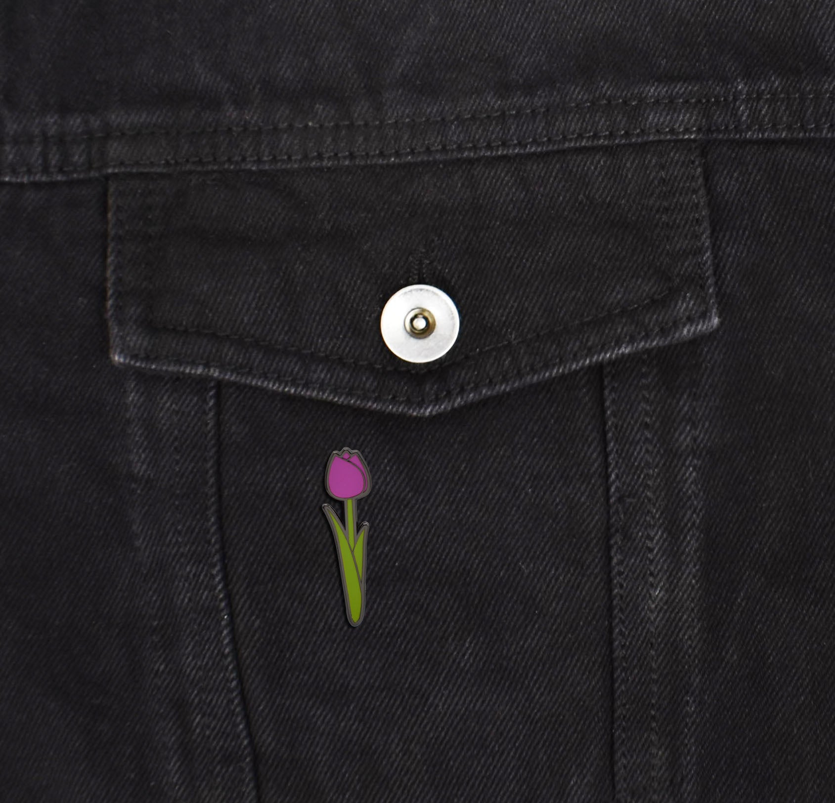 Tulip Flower with Stem Hard Enamel Pin