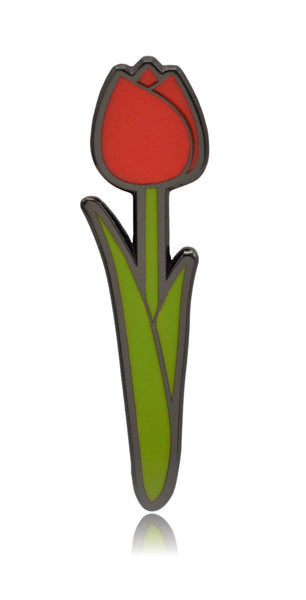 Tulip Flower with Stem Hard Enamel Pin