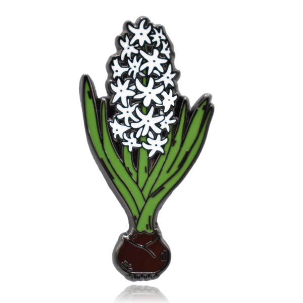 White Hyacinth Flower Hard Enamel Pin | Clayton Jewelry Labs