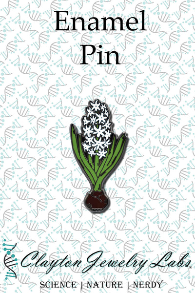 White Hyacinth Flower Hard Enamel Pin | Clayton Jewelry Labs