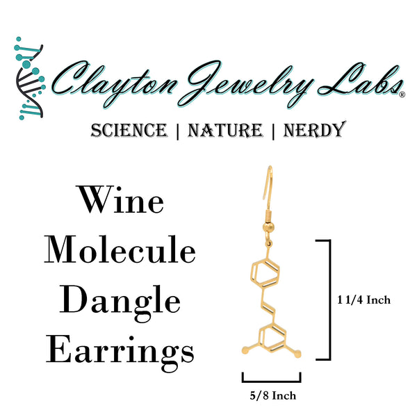 Wine Resveratrol Molecule Stainless Steel Dangle Earrings